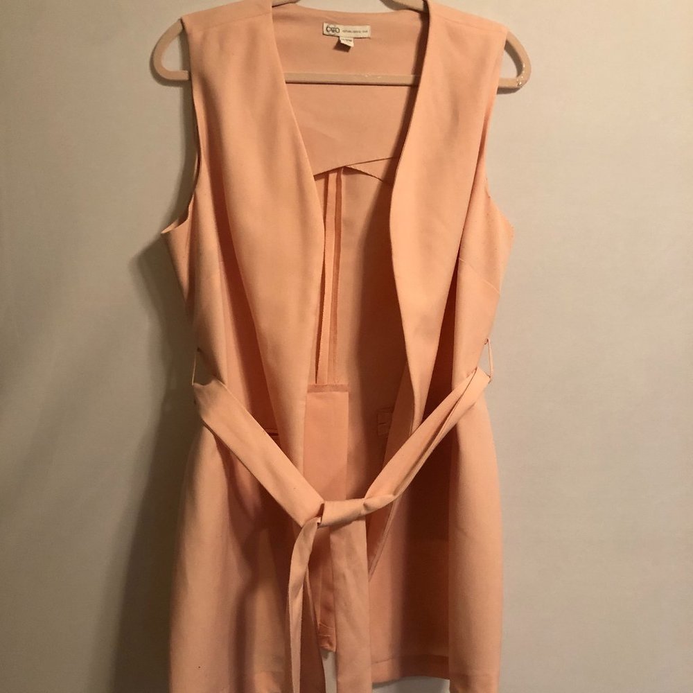 Cato Peach Knee Length Professional Tie Waist Vest